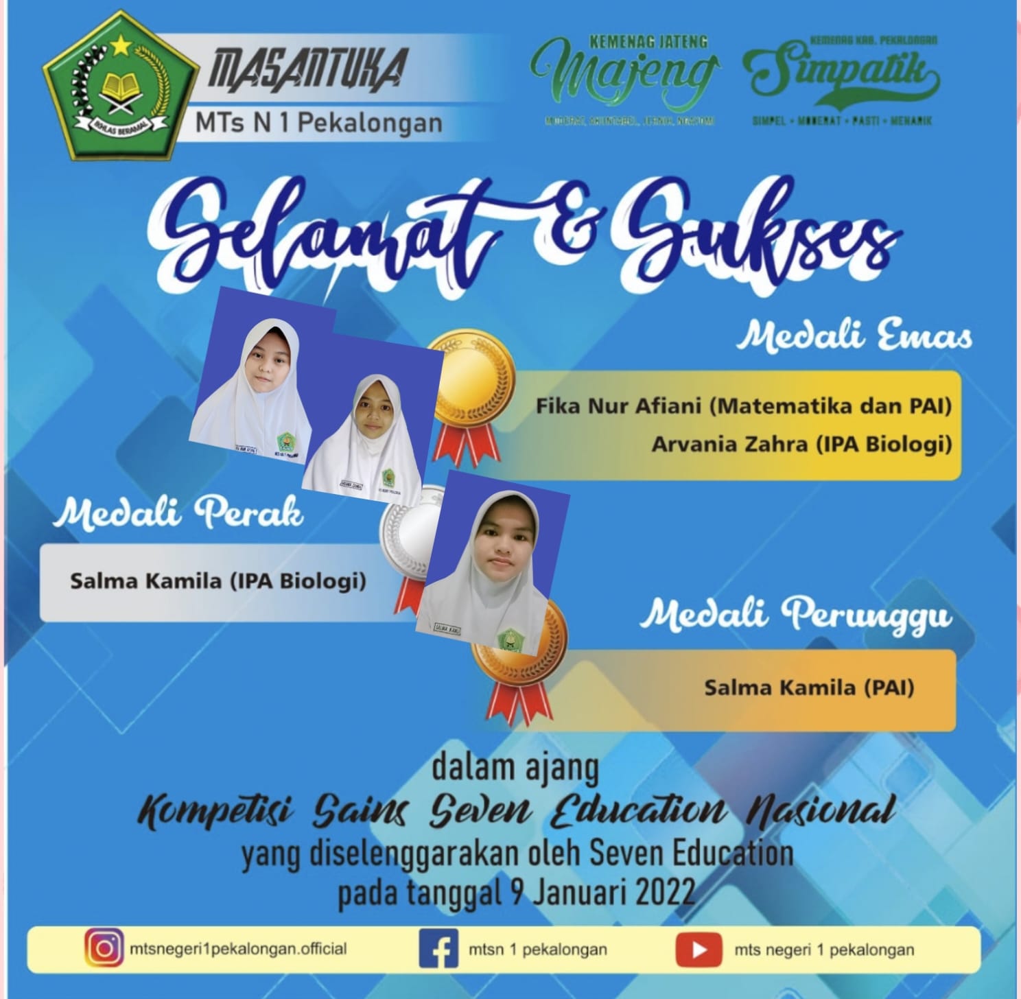 Ukir Prestasi Di Ajang Kompetisi Sains Seven Education Nasional