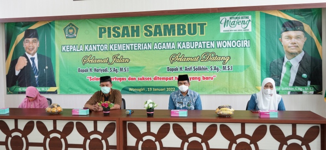 Ka. Kankemenag Wonogiri, H. Anif Solikhin di Dampingi H. Hariyadi Dalam acara pisah Sambut di Kankemenag Wonogiri