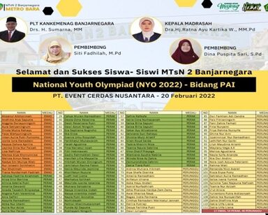 MTs N 2 Banjarnegara Borong 111 Medali PAI Nasional Youth Olimpiade