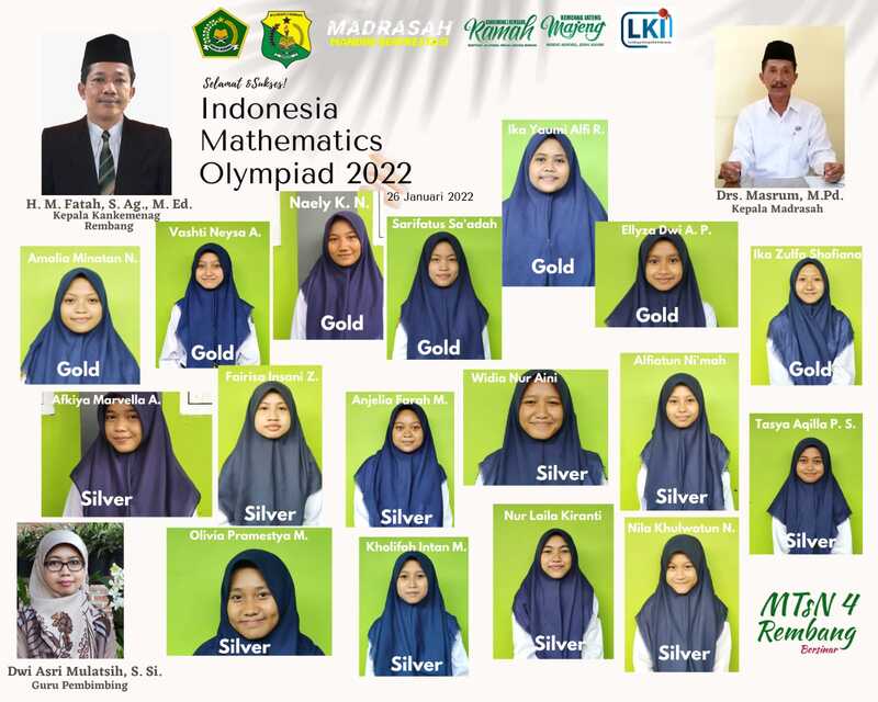 17 Siswa MTsN 4 Rembang Raih Medali Emas dan Perak IMO