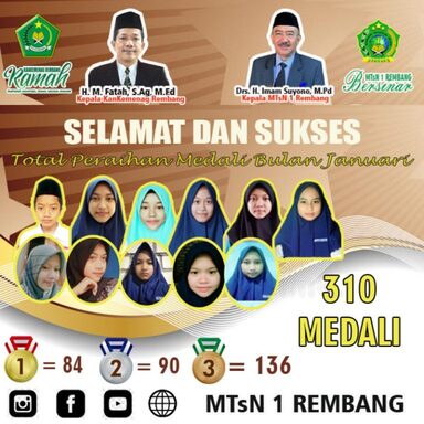 MTsN 1 Rembang Borong 310 Medali pada Januari 2022