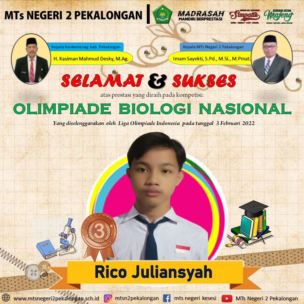 Rico Berjaya di Olimpiade Biologi Nasional