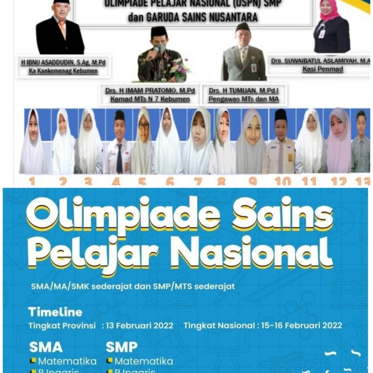 MTsN 7 Kebumen Raih 13 Medali pada Olimpiade Sains Pelajar Nasional 2022