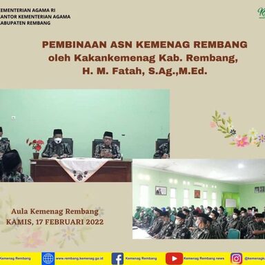 Pembinaan ASN, Kakankemenag Sampaikan Nilai Dasar ASN