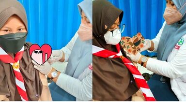 Walaupun Telat, 2 Siswa MTs N 1 Banjarnegara Tetap Laksanakan Vaksin Covid-19 Dosis 1