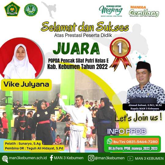 Siswa MAN 3 Kebumen Sabet Juara 1 Pencak Silat POPDA Kebumen