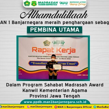 MAN 1 Banjarnegara Raih Penghargaan Pembina Utama Sahabat Madrasah