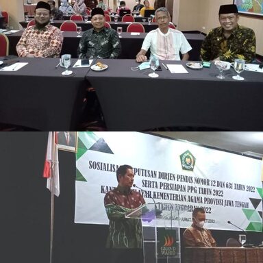 Kasi PAKIS Kankemenag Kota Pekalongan ikuti Sosialisasi Keputusan Dirjen Pendis Nomor 12 dan 631 Tahun 2022 Serta Persiapan PPG Tahun 2022
