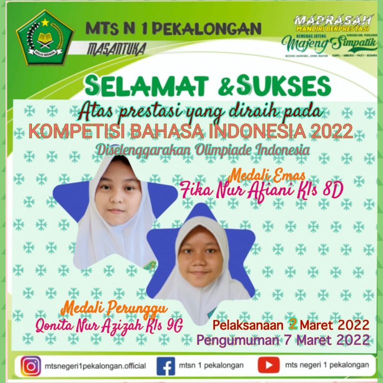 Dua Siswa Raih Medali Emas dan Perunggu Kompetisi Bahasa Indonesia 2022