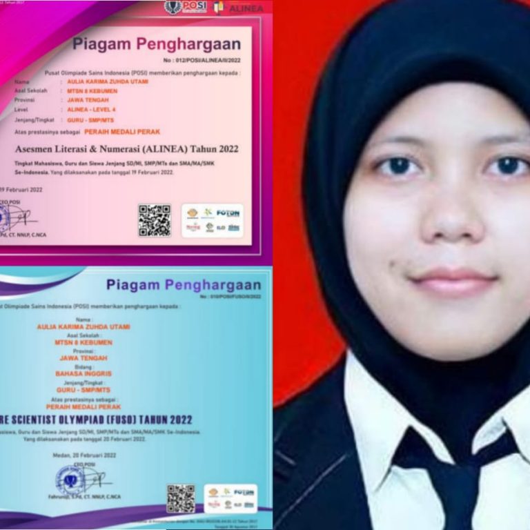 Aulia Karima Zuhda Utami, Guru MTsN 8 Kebumen Sabet Dua Medali Perak Olimpiade