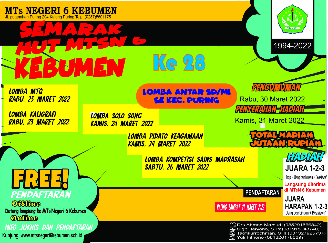 Semarak Lomba HUT Ke- 28 MTsN 6 Kebumen