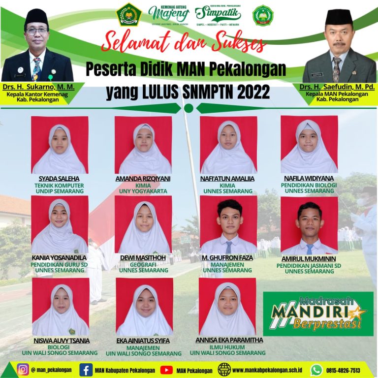 11 Siswa MAN Pekalongan Lolos Jalur SNMPTN