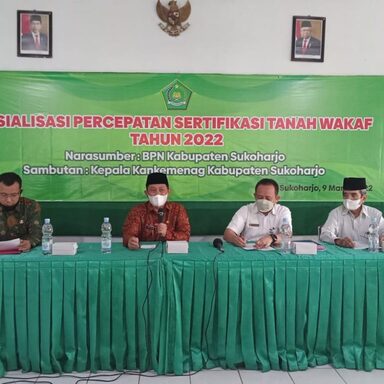 Kankemenag Kabupaten Sukoharjo Gelar Sosialisasi Percepatan Sertifikasi Tanah Wakaf Tahun 2022