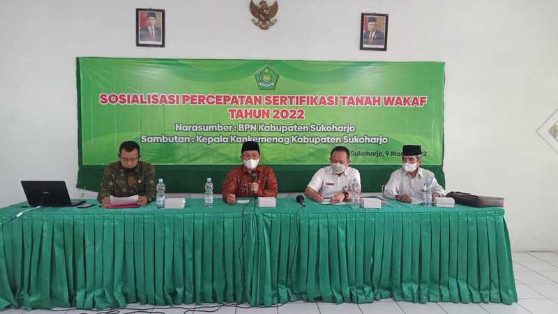 Kankemenag Kabupaten Sukoharjo Gelar Sosialisasi Percepatan Sertifikasi Tanah Wakaf Tahun 2022