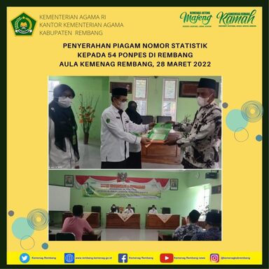 54 Ponpes Terima Piagam Nomor Statistik