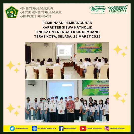 Kakankemenag Ajak Siswa Katholik Terapkan Moderasi Beragama