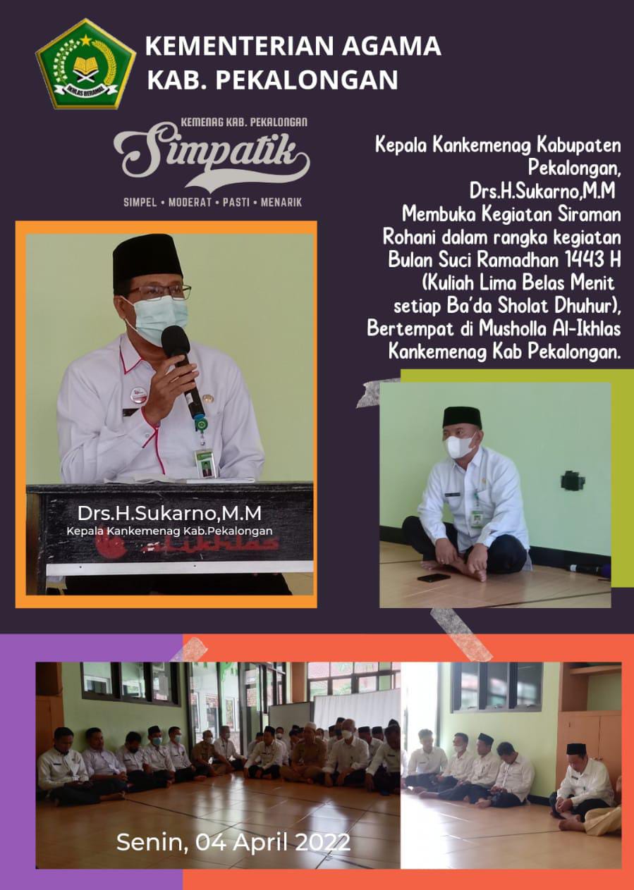 Kakankemenag : Jangan Dijadikan Alasan Etos Kerja Turun Karna Puasa Ramadhan