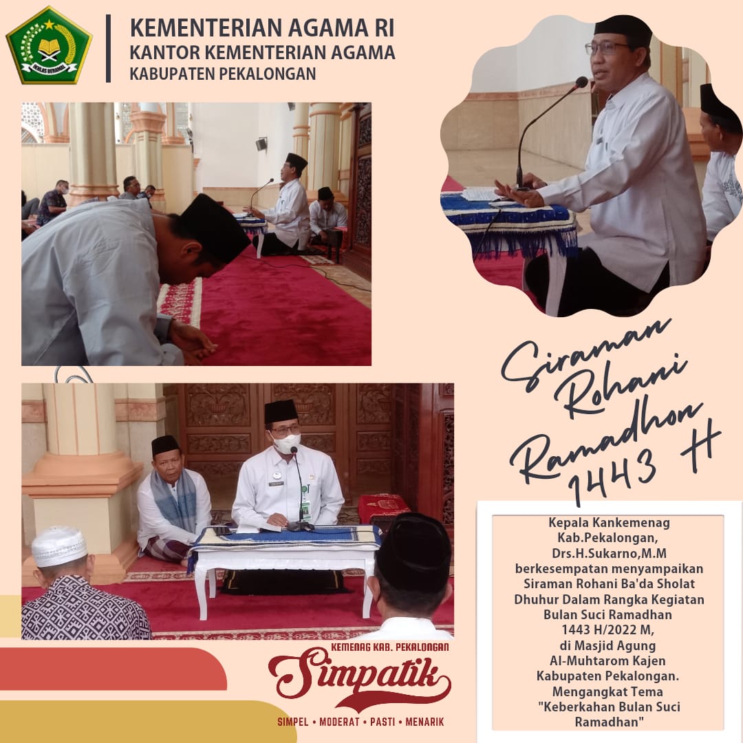 Kakankemenag : Ramadhan Bulan Suci Memiliki Kedudukan Agung di Mata Kaum Muslimin.