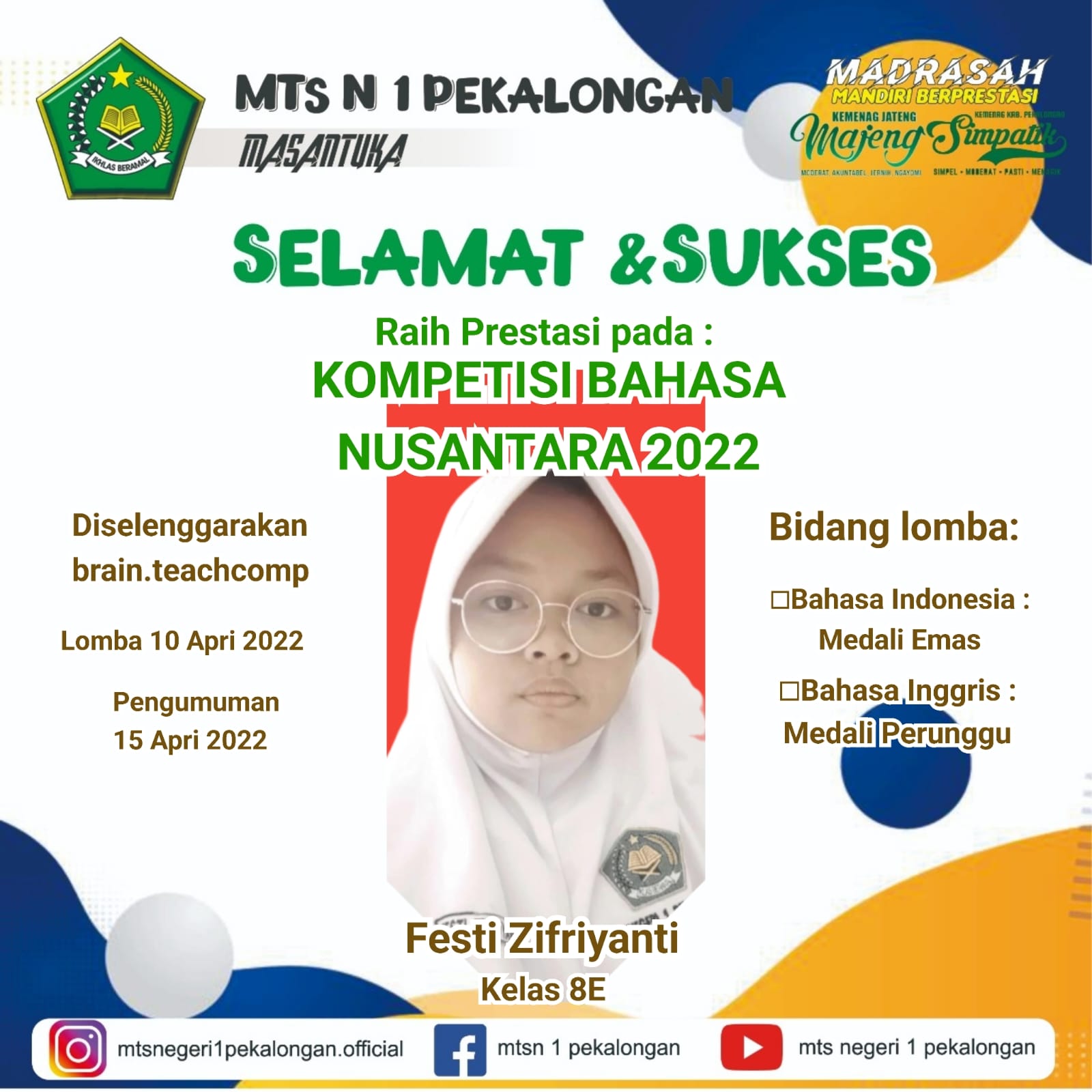 Raih Emas dan Perunggu Kompetisi Bahasa Nusantara