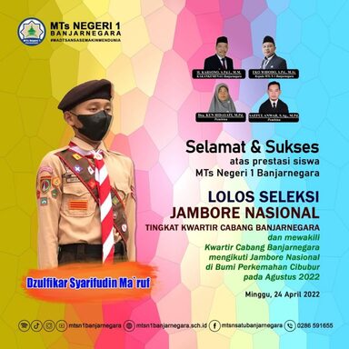 Lolos Seleksi Jambore Nasional Tingkat Kwartir Cabang Banjarnegara, Dzulfikar Siap Ke Cibubur