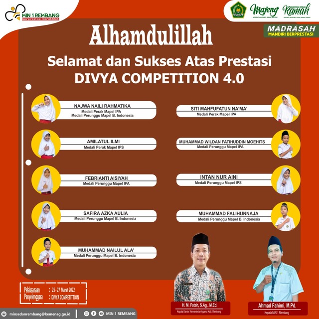 MIN 1 Rembang Borong 10 Medali Divya Competition 4.0