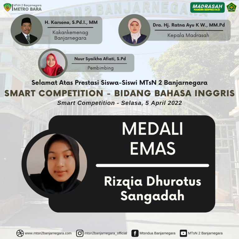MTs N 2 Banjarnegara Torehkan Medali Emas Dalam Kompetisi Bahasa Inggris Smart Competition