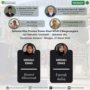 Dua Siswa MTs N 2 Banjarnegara Torehkan Emas Olimpiade IPS Tingkat Nasional