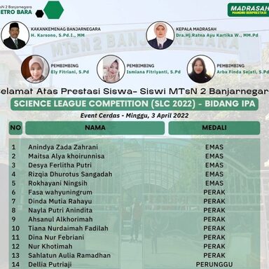 Luar Biasa! Siswa MTs N 2 Banjarnegara Berjaya dalam Olimpiade Bidang Sains