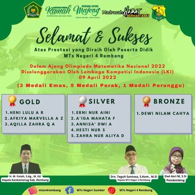 Siswa MTsN 4 Rembang Borong Medali Olimpiade Biologi