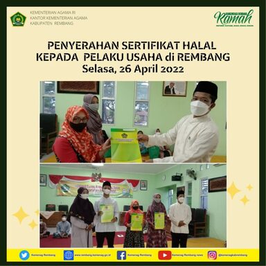 Kemenag Serahkan Sertifikasi Halal kepada Pelaku Usaha