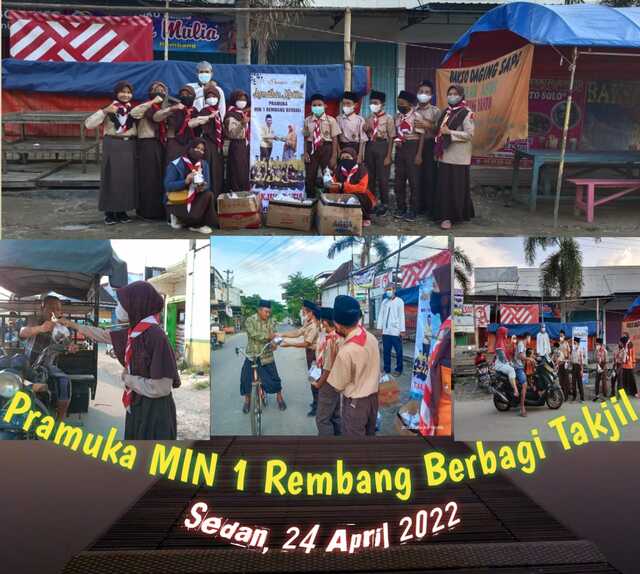 Pramuka MIN 1 Rembang Berbagi Takjil