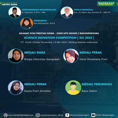 Kantongi 4 Medali, Siswa MTs N 2 Banjarnegara Ikut SIC 2022