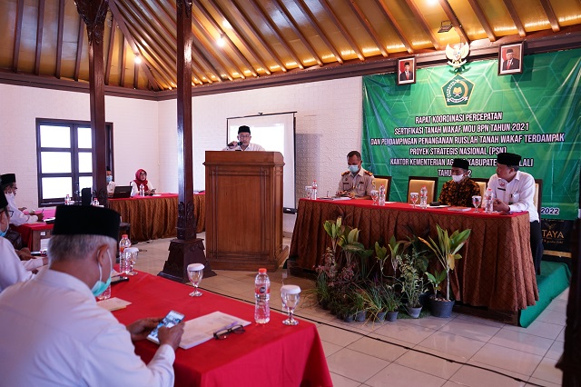 Rapat Koordinasi yang diselenggarakan guna Percepatan pensertifikatan tanah wakaf di kabupaten boyolali