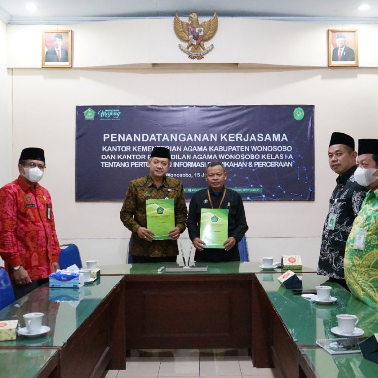 Penandatanganan Kerjasama Kankemenag dan PA Wonosobo Tentang Pertukaran Informasi Nikah Cerai