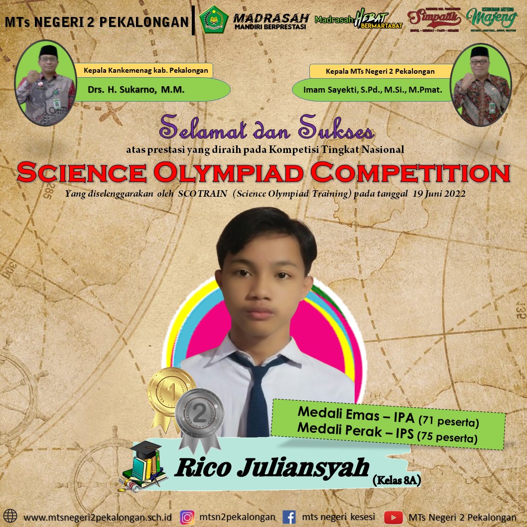 Ukir Prestasi, Rico Rebut 2 Medali pada Science Olympiad Competition 2022