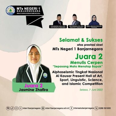 Cerpen “Sepasang Mata Menatap Bapak” Karya Jasmine Raih Juara 2 Tingkat Nasional