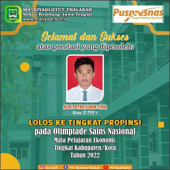 Siswa MA Riyadl Lolos OSN Nasional