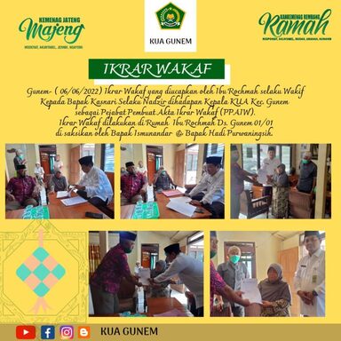 Rochmah Warga Gunem Wakafkan 1.825 m2 Bidang Tanah