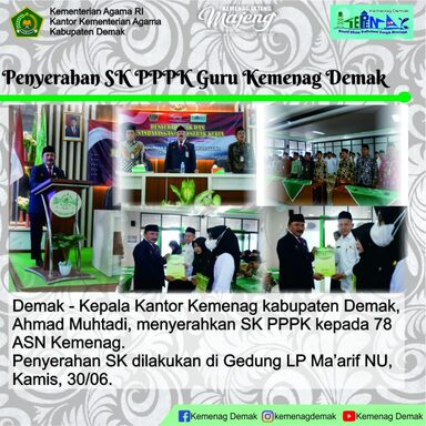 Ahmad Muhtadi Serahkan 78 SK Guru PPPK