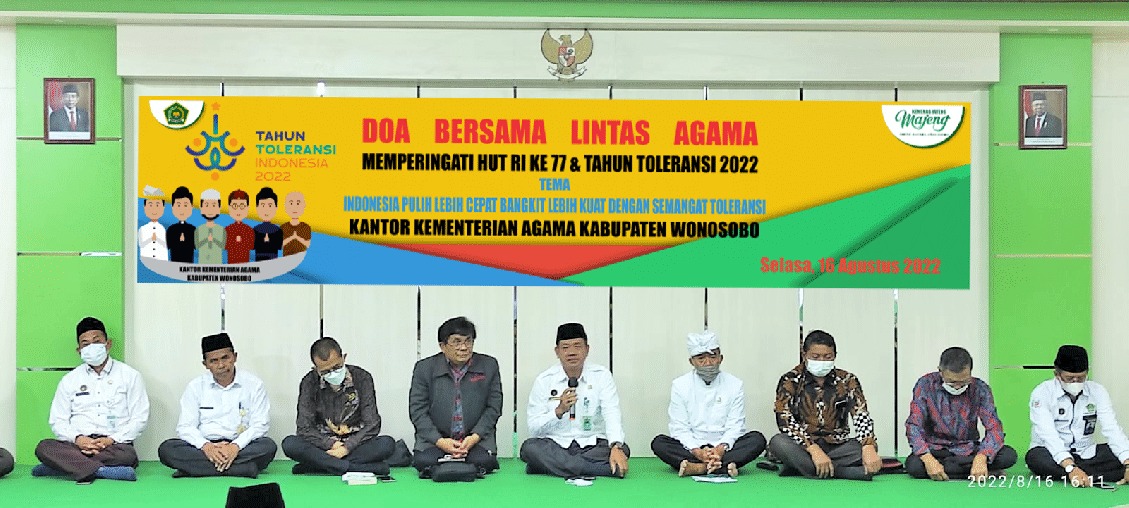 Doa Bersama Lintas Agama Peringatan HUT RI Ke 77 Dan Tahun Toleransi Nasional 2022 Kankemenag Wonosobo