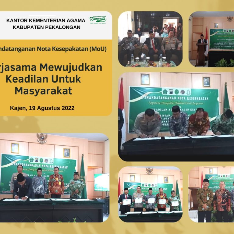 Penandatanganan Nota Kesepakatan (MoU) Antara Pengadilan Agama Kajen dengan 4 Instansi Vertikal Kab. Pekalongan