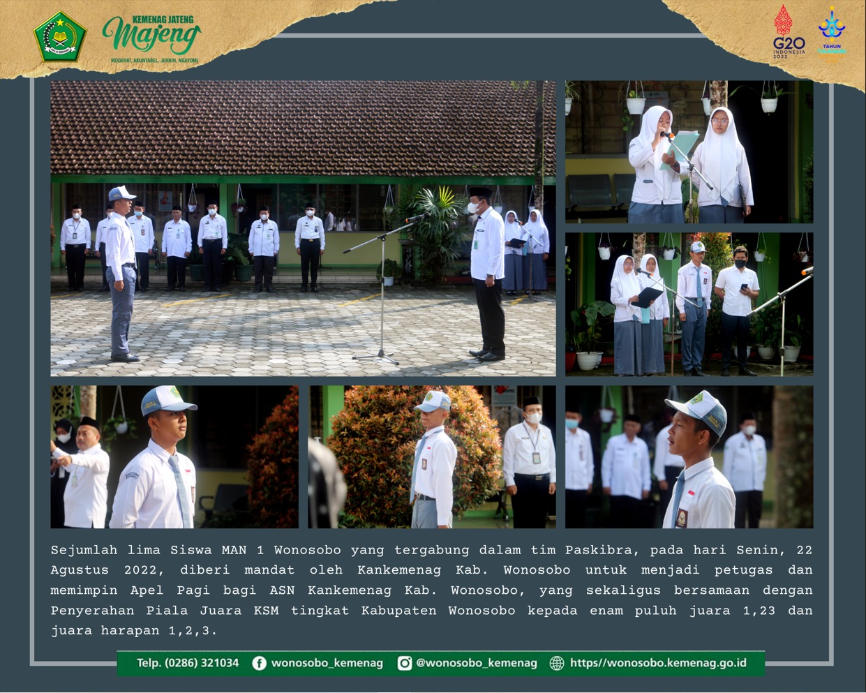 Siswa MAN 1 Wonosobo Pimpin Apel Pagi ASN Kankemenag Kab. Wonosobo