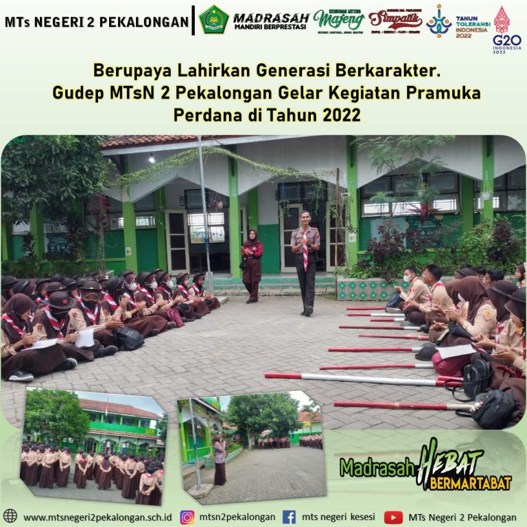 Lahirkan Generasi Berkarakter. Gudep MTsN 2 Pekalongan Gelar Kegiatan Pramuka Perdana di Tahun 2022