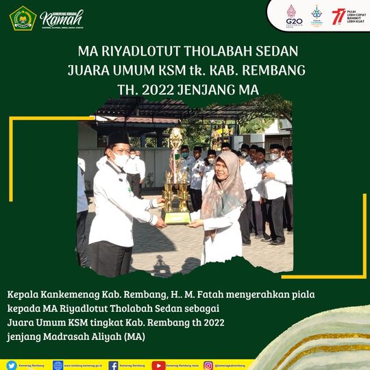 MA Riyadl Terima Piala Juara Umum KSM, Begini Tanggapan Plt Kamad