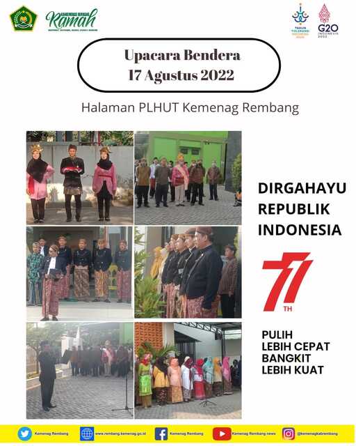 Kenakan Baju Adat, ASN Kemenag Rembang Ikuti Upacara 17 Agustus