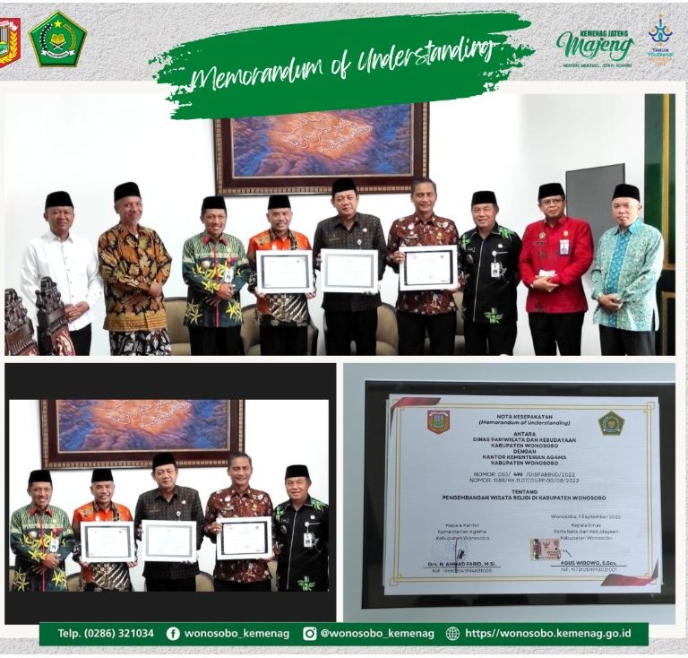 Kembangkan Wisata Religi, Kankemenag Gandeng Disparbud dan Arpusda Lakukan Penandatangan MoU