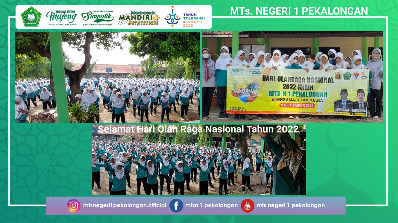 Memperingati HAORNAS, MTs. N 1 Pekalongan Lakukan Senam Bersama