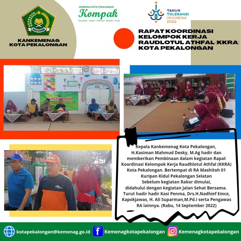 Kakankemenag : KKRA Kota Pekalongan Harus Membangun Budaya Mutu, sehingga Arah Gerak RA Kepada Pencapaian Mutu