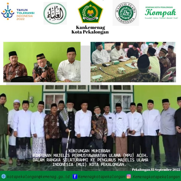 Kunjungan Muhibbah MPU Aceh ke Majelis Ulama Indonesia (MUI) Kota Pekalongan,  Jawa Tengah.