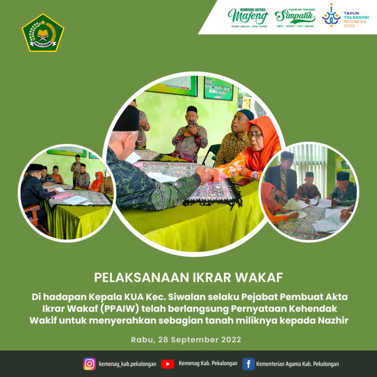 PPAIW Kecamatan Siwalan Pimpin Pelaksanaan Ikrar Wakaf